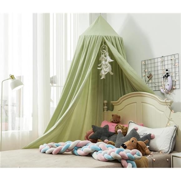 Bed Canopy for Girls, Round Dome Canopy Curtains Room Decoration Princess Castle - Picture 1 of 8